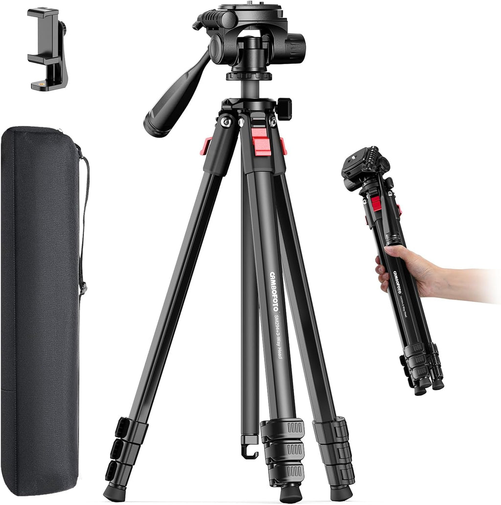 CAMBOFOTO 68 Inch Video Tripod with Pan Handle for Camera Phone Camcorder