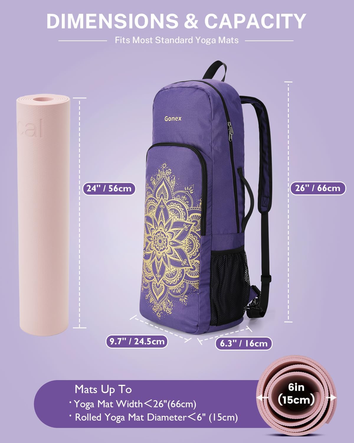 Gonex Yoga Mat Bag Convertible Backpack Blocks Carrier with Wet Pocket