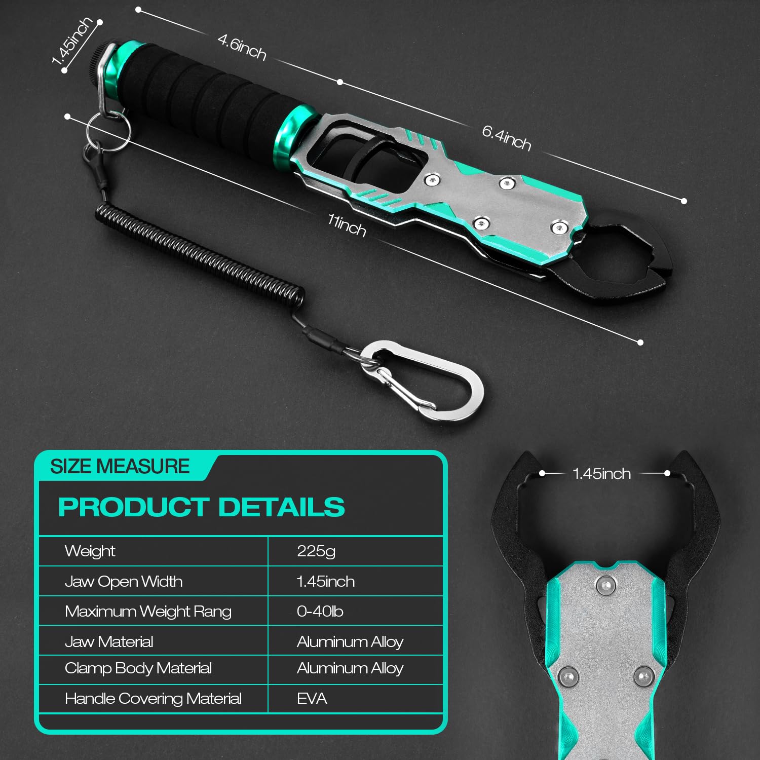 Ghosthorn Fish Lip Gripper with Scale 40lb Aluminum Alloy Fishing Grabber