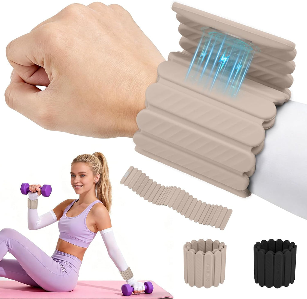 Abahub Adjustable Wrist & Ankle Weights 2Pack, Wearable Silicone Weighted Bracelet for Women, Arm Leg Weights for Home Gym Workout, Jogging, Yoga & Pilates