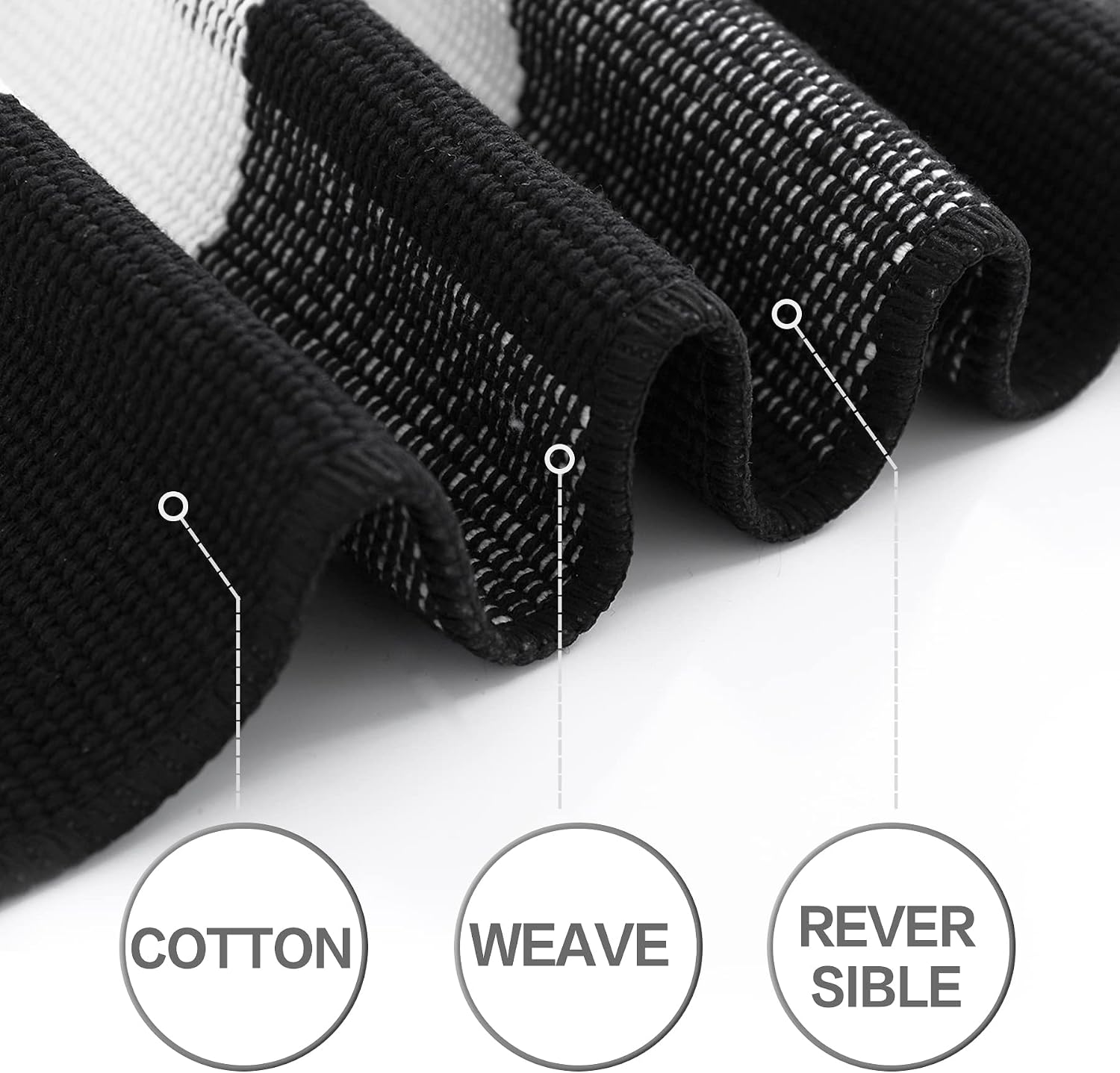 MUBIN Fall Decor Cotton Buffalo Plaid Rug, 3' x 5' Black and White Outdoor Rug Front Door Decorative Mat, Washable Doormat Foldable Area Rug Layered Door Mats Rug for Front Porch, Entryway, Patio