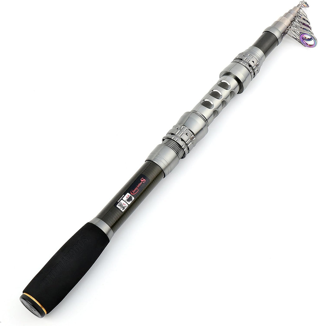 Sougayilang Fishing Rod Reel Combo with Telescopic Fishing Pole Spinning Reel Carrier Bag for Travel Saltwater Freshwater Fishing