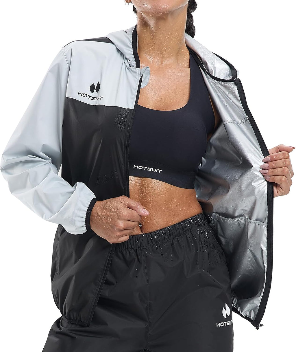 HOTSUIT Sauna Suit for Women Weight Loss Sweat Suits Sauna Jacket Pant Machine Washable Anti Rip for Gym Workout Exercise