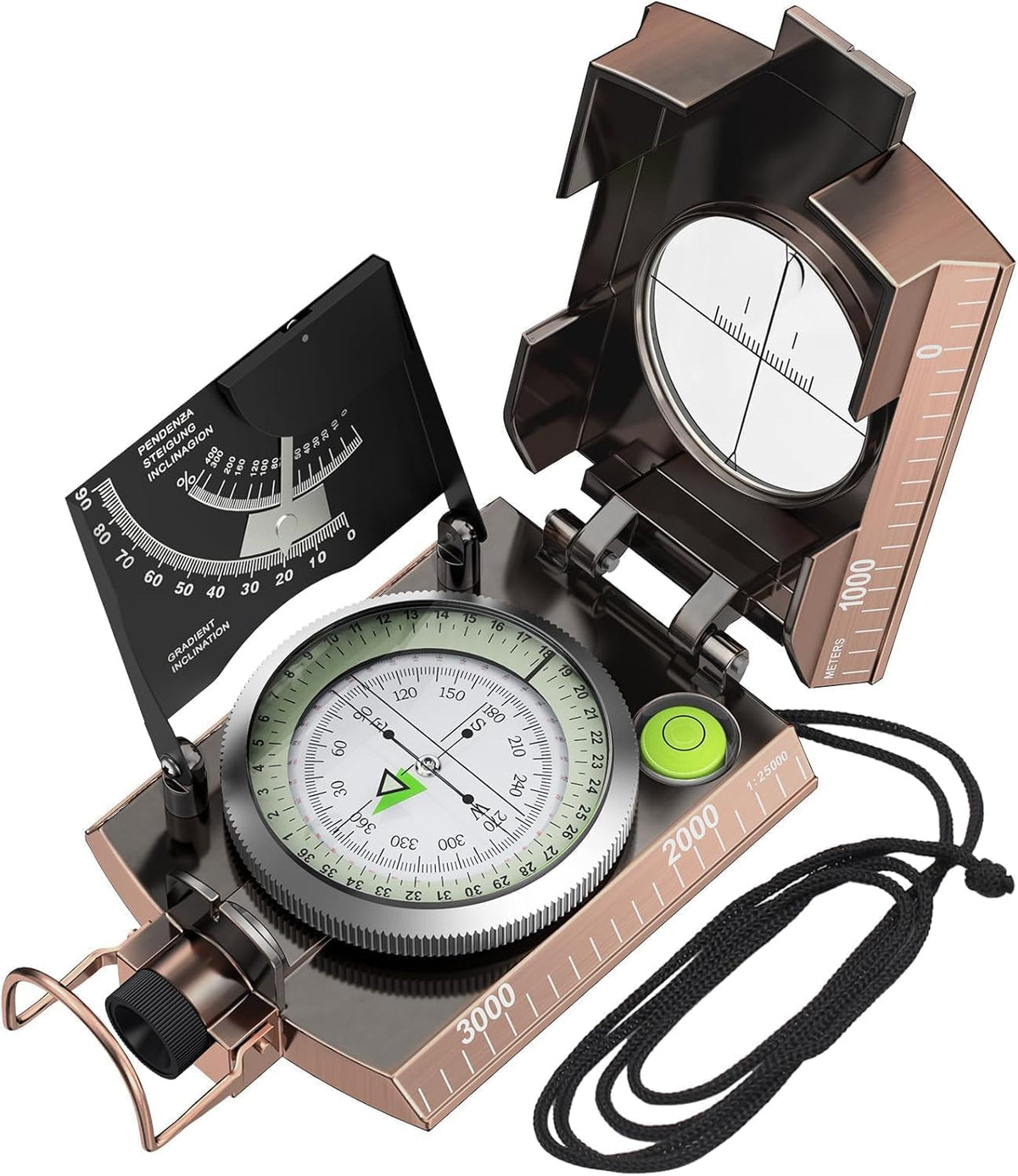 Proster Lensatic Sighting Compass IP65 Waterproof with Clinometer Bag