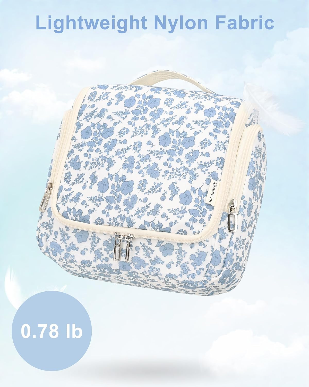 Relavel Hanging Toiletry Bag for Women, Travel Makeup Organizer Bag, Floral