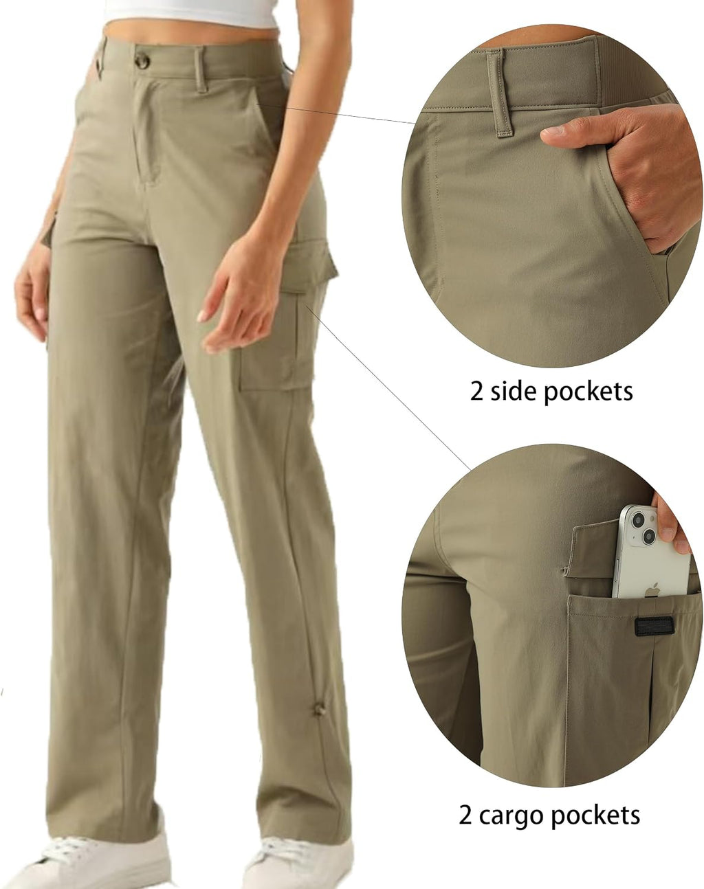 Women's Lightweight Hiking Work Cargo Pants with 5 Pockets Outdoor