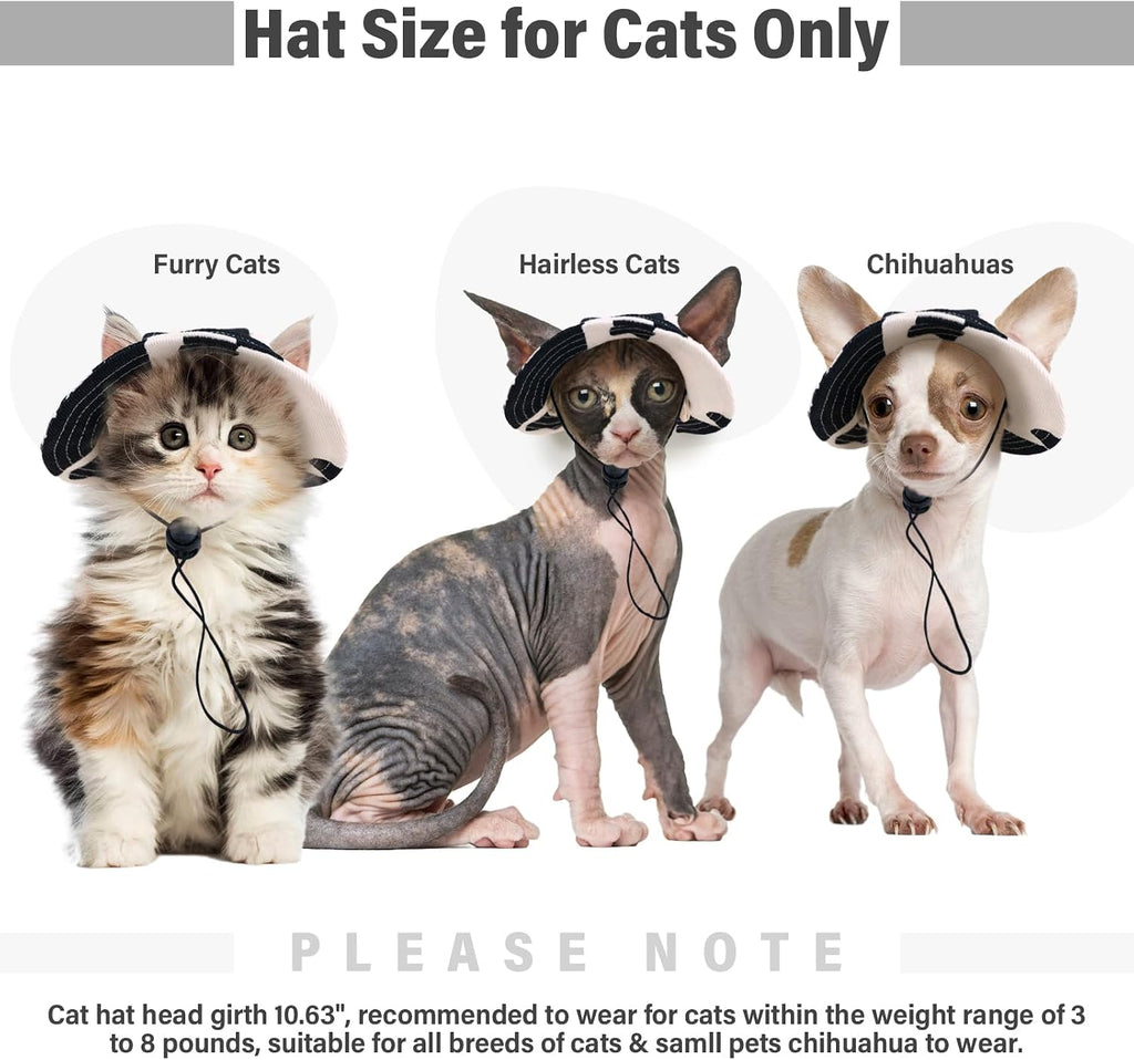 DENTRUN Cat Bucket Hat with Ear Hole, Cotton Birthday Bonnet for Small Pets