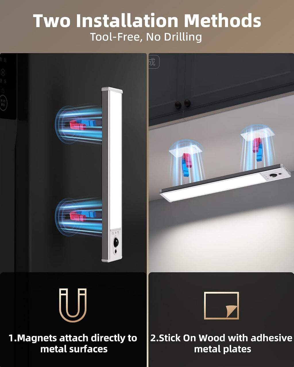 EZVALO 5-Pack Under Cabinet Lighting, 2400mAh Motion Sensor Light, LED Closet Lights Wireless, 6500K Dimmable, Timer, Magnetic, with Remote Control for Kitchen, Closet, Stair