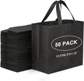 JERIA Black Reusable Totes Bag with Reinforced Handles Non Woven Bulk Shopping Bags