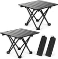 2 Pack Camping Table Foldable, Portable Folding Beach Table, Black-S