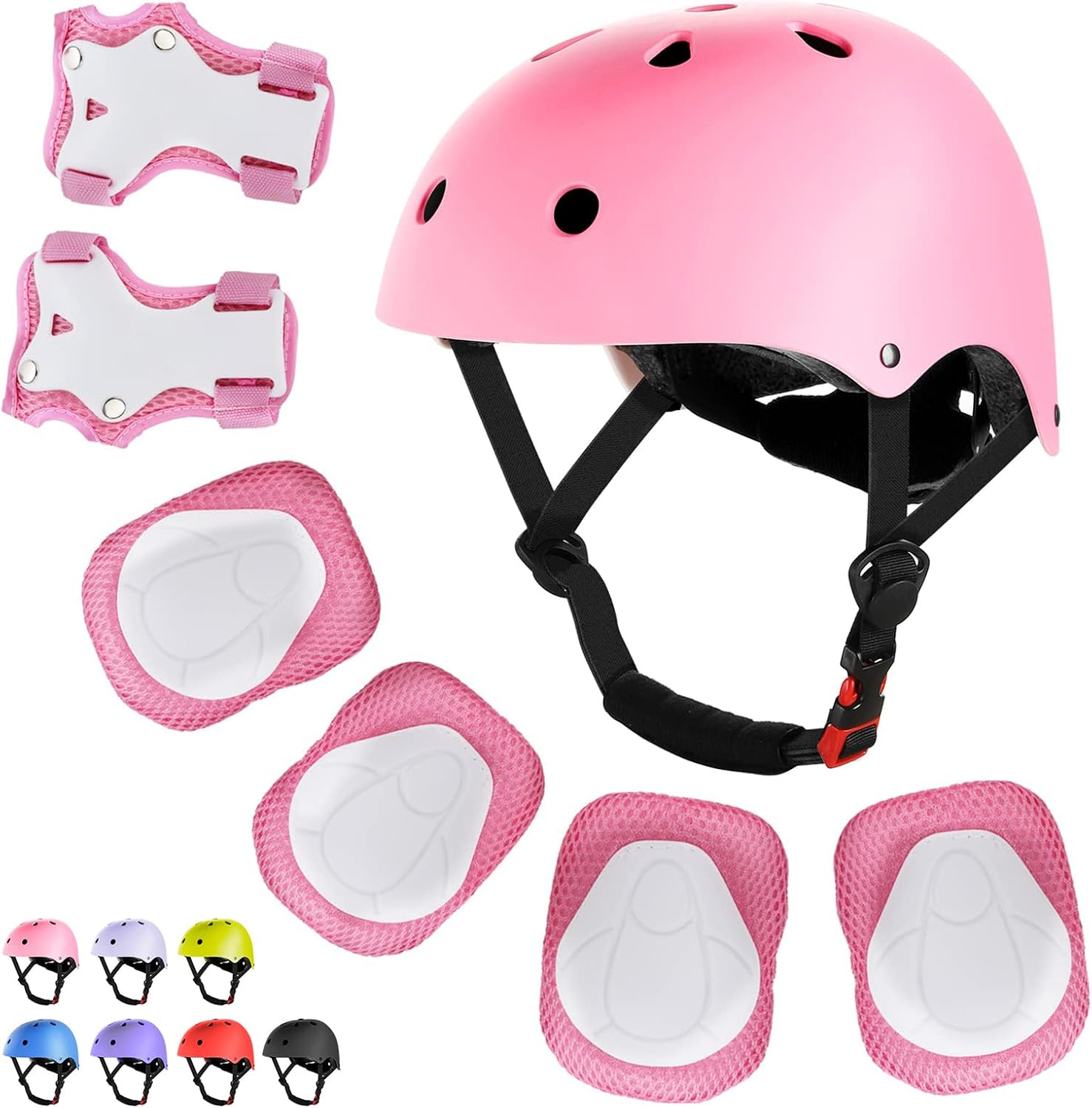 WayEee Kids Bike Helmet Set Knee Pads Adjustable Protective Gear, 3-14 Age