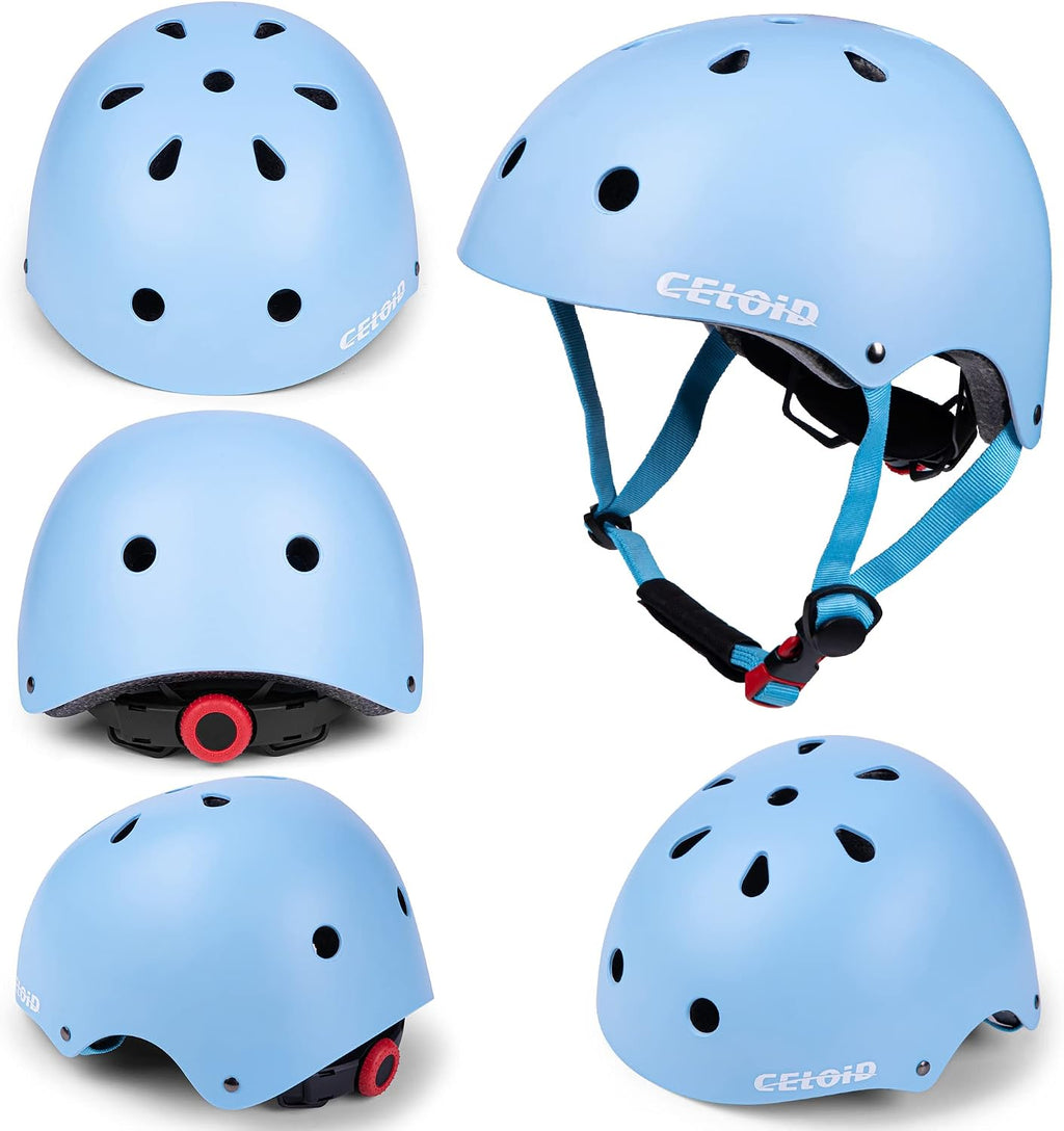 Kids Bike Skateboard Helmet Pad Set,Toddler Cyling Protective Gear Knee & Elbow Pads Wrist Guards for 5-8-10-12-14-16 Years Girls Boys Bicycle Scooter Roller Skate Inline Skating Rollerblading