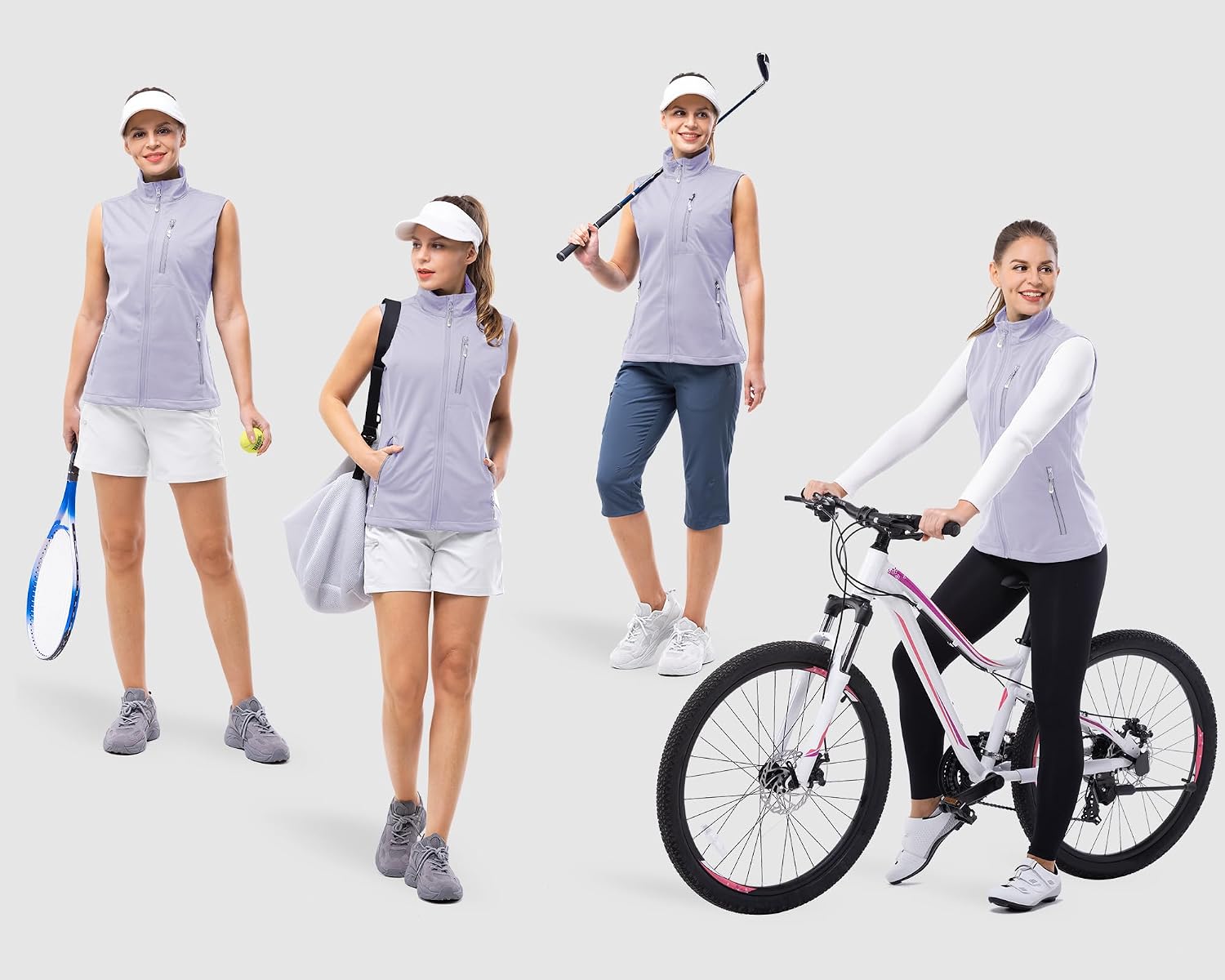 33,000ft Women's Lightweight Running Vest with 6 Pockets for Travel Golf