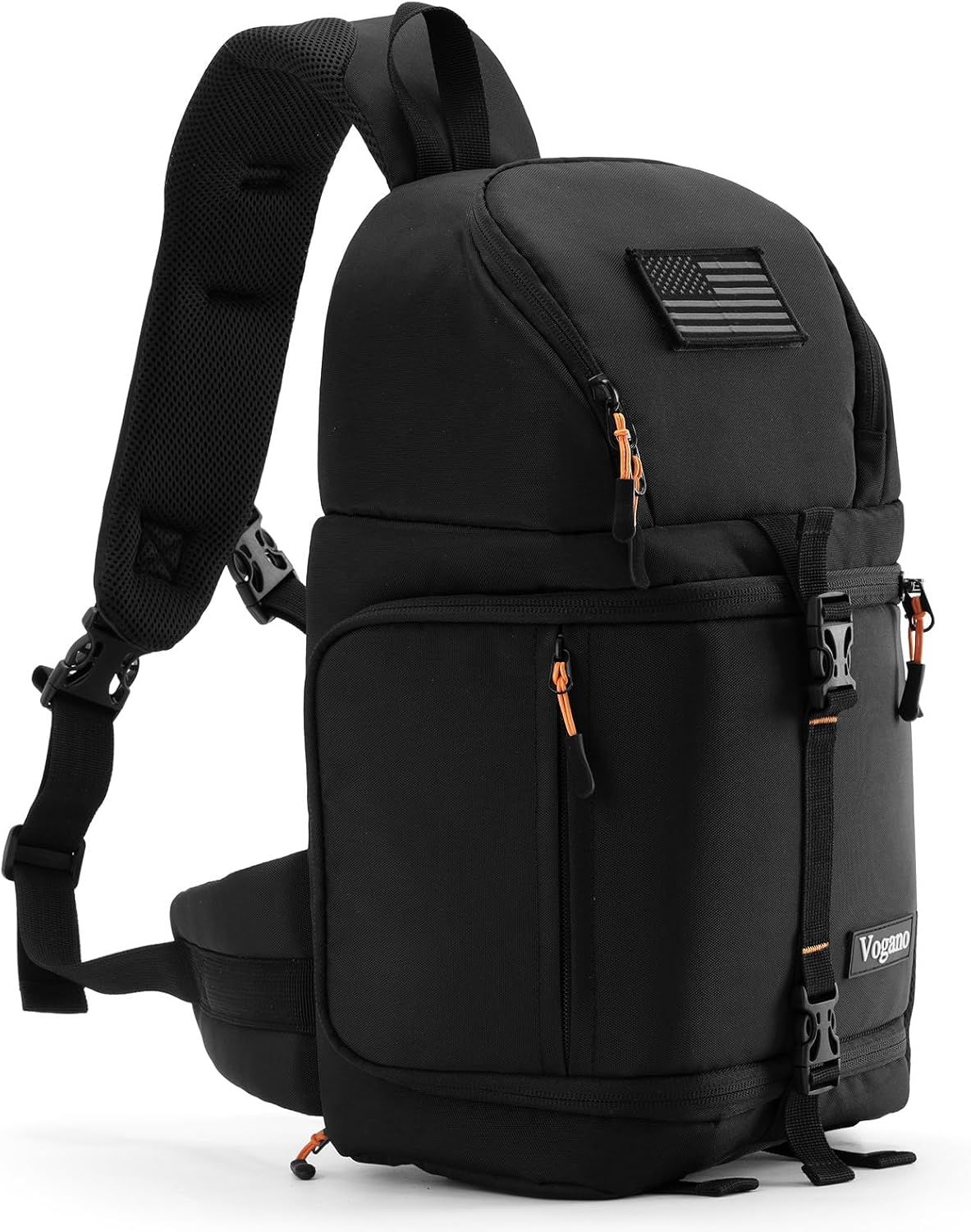 Vogano Camera Sling Bag for Photographers - Waterproof Single-Shoulder Camera Case with Adjustable Dividers, Rain Cover & Side Tripod Pocket