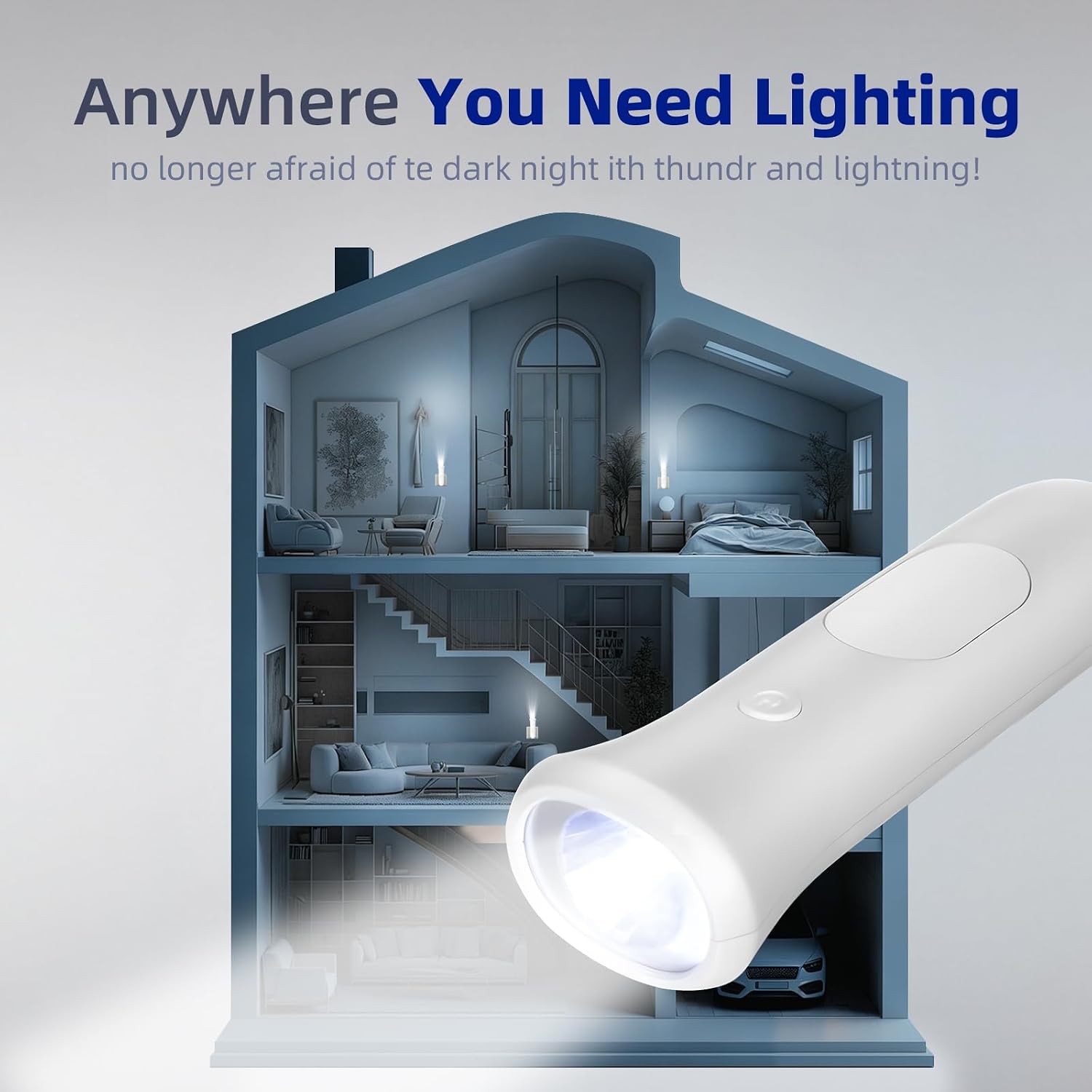 ROSSEX 4 in 1 Emergency Lights for Home Power Failure, 6 Pcs Rechargeable LED Flashlight Plug in Wall, Automatic Turn-On Power Outage Night Light Flashlight for Hurricane Preparedness Items