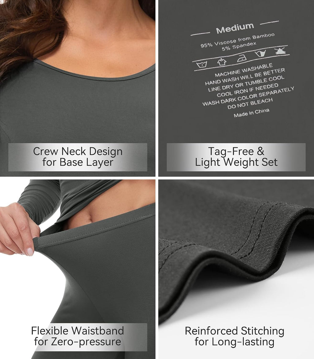 WiWi Soft Underwear for Women Thermal Long Johns Sets Super Warm Base Layer Top Pants Pajamas Set Viscose from Bamboo S-3X