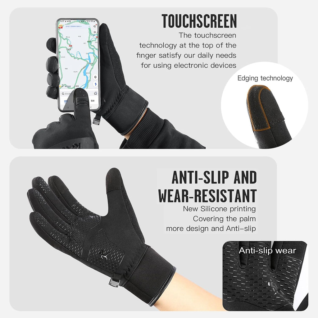 Winter Warm Gloves for Men Women - Windproof and Waterproof Thermal with Touchscreen Fingers for Cold Weather Outdoor Work, Cycling, Biking, Driving, Hiking, Running
