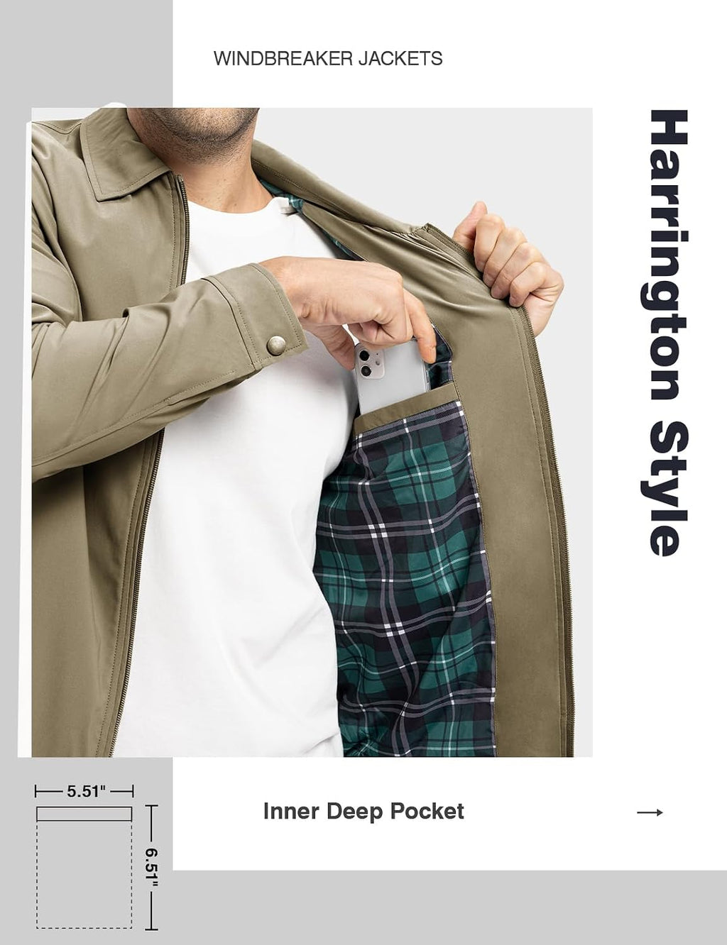 TBMPOY Mens Lightweight Jackets Light Windbreaker Full Zip Casual Work Jacket Golf Business Fall Track Coat with Pockets