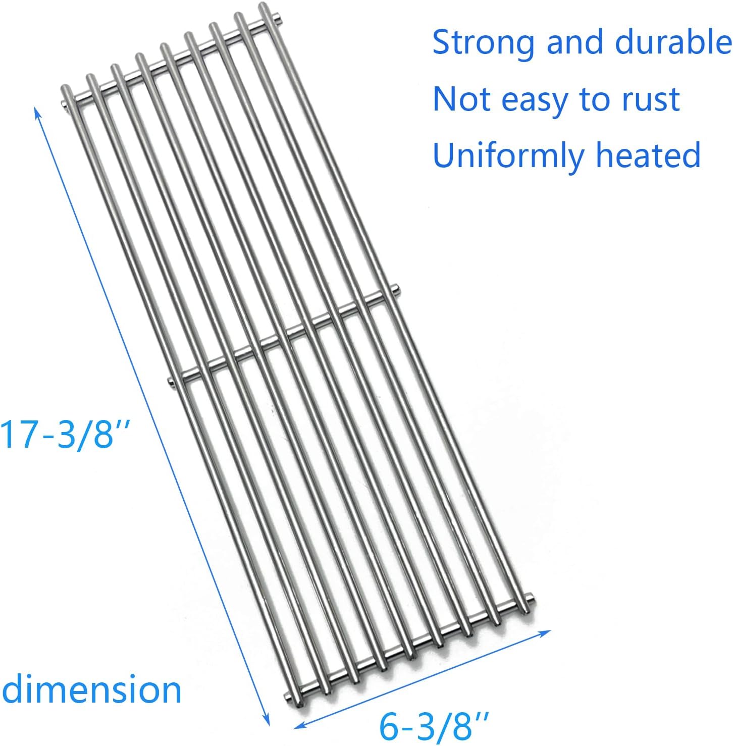 17-3/8" Stainless Steel Grates for Broil King Baron 320, 340, 420, 440, 490 Huntington 2122-64 2122-67 6020-54 6020-57 6020-64 Broil-Mate 7020-54 7020-64 7120-64 Sterling Gas Grill