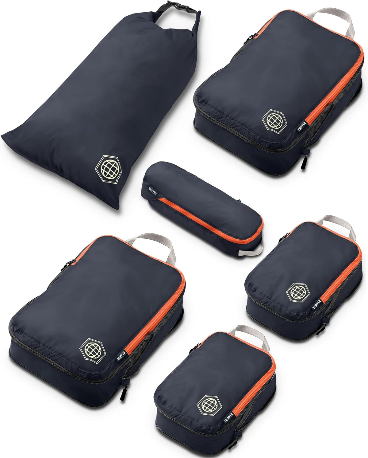 TRIPPED Travel Gear Compression Packing Cubes for Carry-On Travel 6-Pack