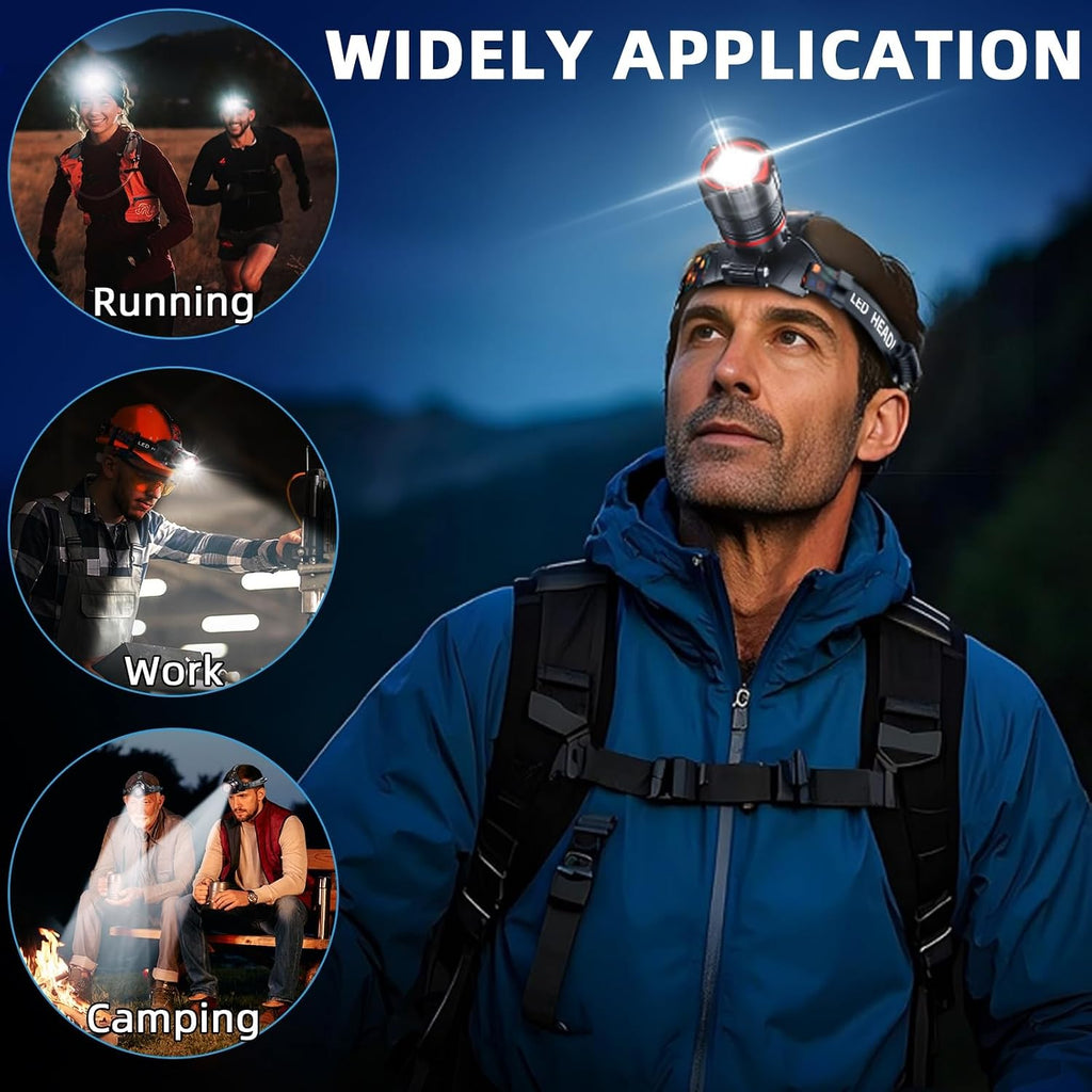 Rechargeable Headlamp 99000 High Lumens, Super Bright LED Head lamp