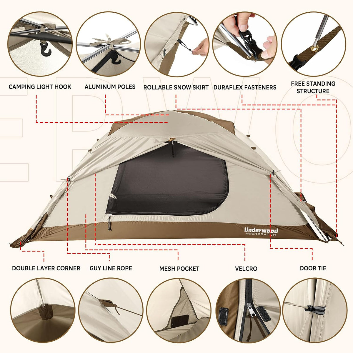 1/2 Person 4 Season Backpacking Tent, Lightweight Waterproof Winter Tent