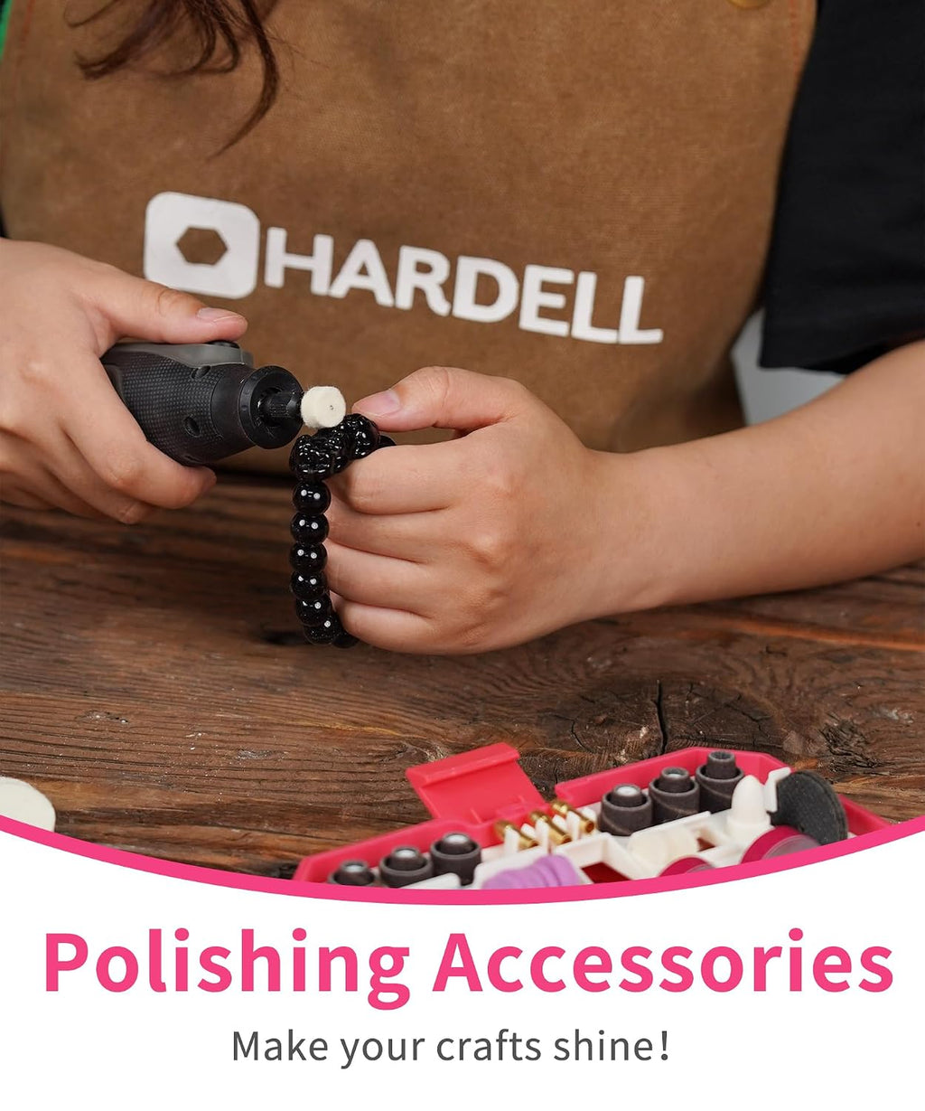 HARDELL Rotary Accessory Kit w/ 1/8" Shanks, Sanding & Carving Pink