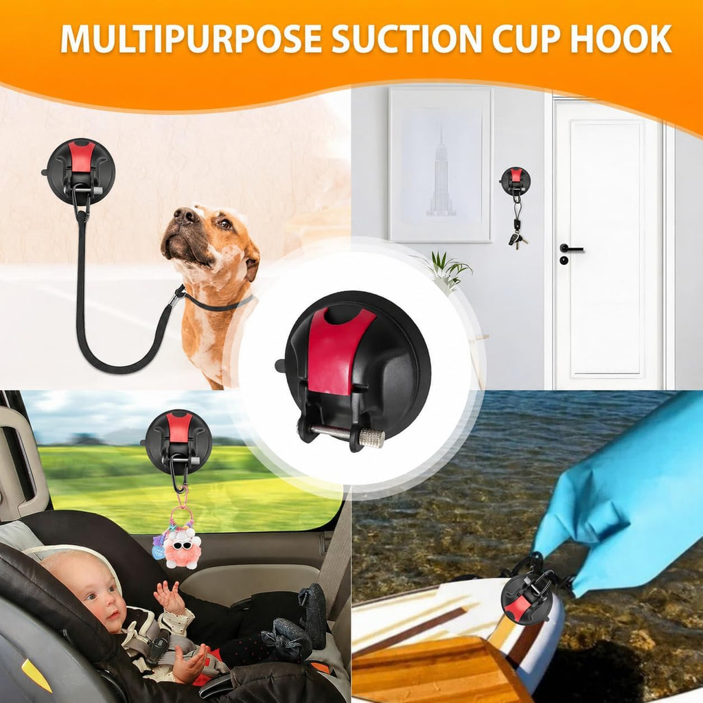 Magicbox 4 Pack Heavy Duty Suction Cup Hooks, Up to 44 lb, Vacuum Button Suction Cups with Hooks, No Drill Reusable Suction Cup Anchors for RV, Car Awning, Camping Tarp, Glass & Tile