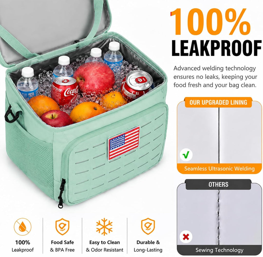 Goloni Lunch Box for Men & Women, Small Cooler Soft Thermal Leakproof Bag with Shoulder Strap, Multi-Pockets for Picnic, Beach, Camping