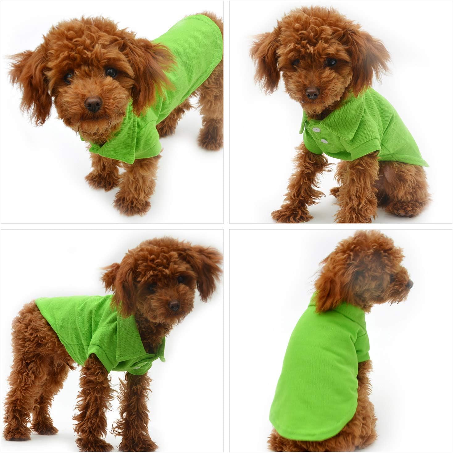 lovelonglong Basic Dog Polo Shirts Premium Cotton, Polo T-Shirts for Large Medium Small Dogs with a Two-Button Collar Blank Color Green XL