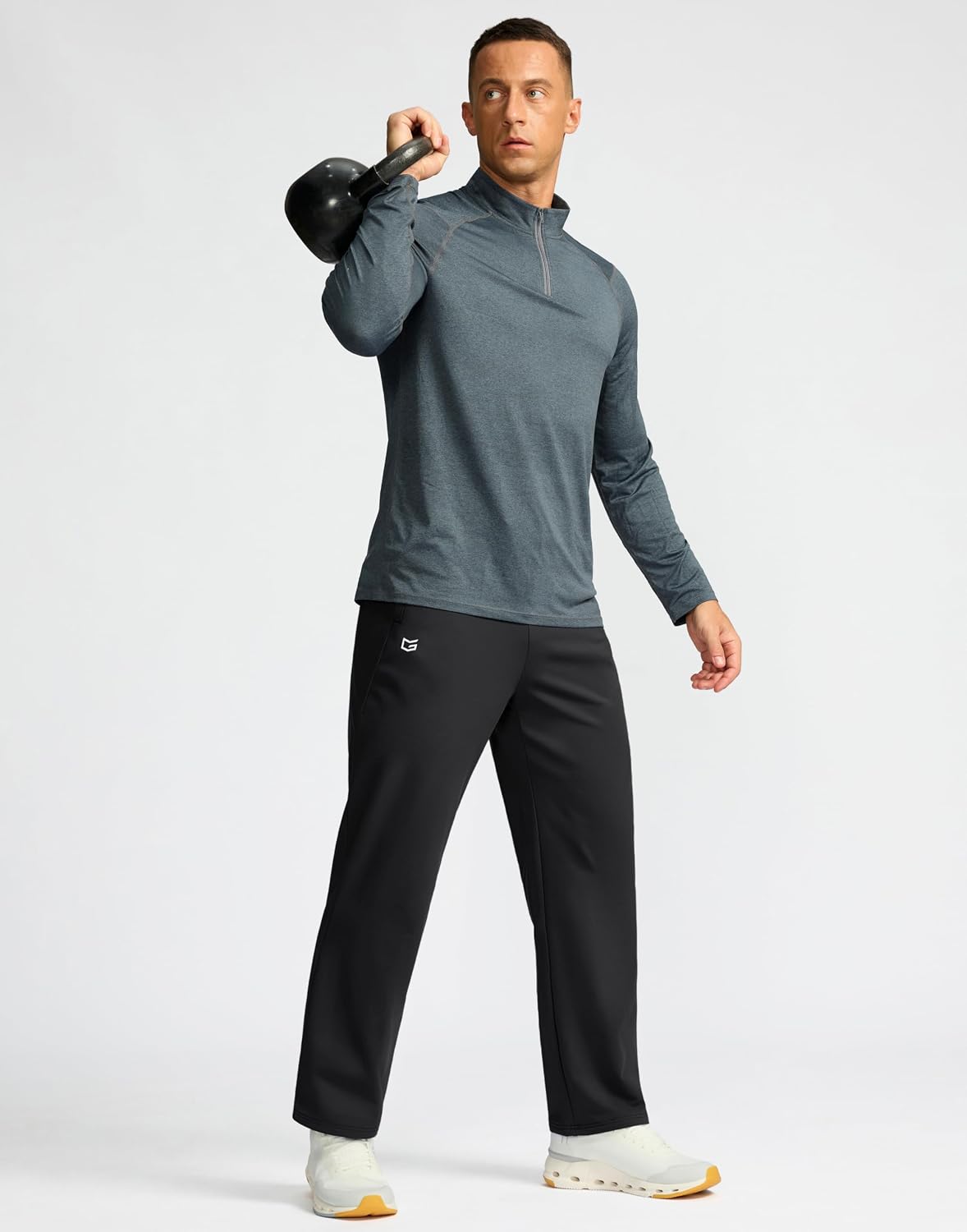 G Gradual Men's Fleece Lined Pants with 3 Zipper Pockets Water Resistant Winter Warm Hiking Pants Athletic Sweatpants for Men