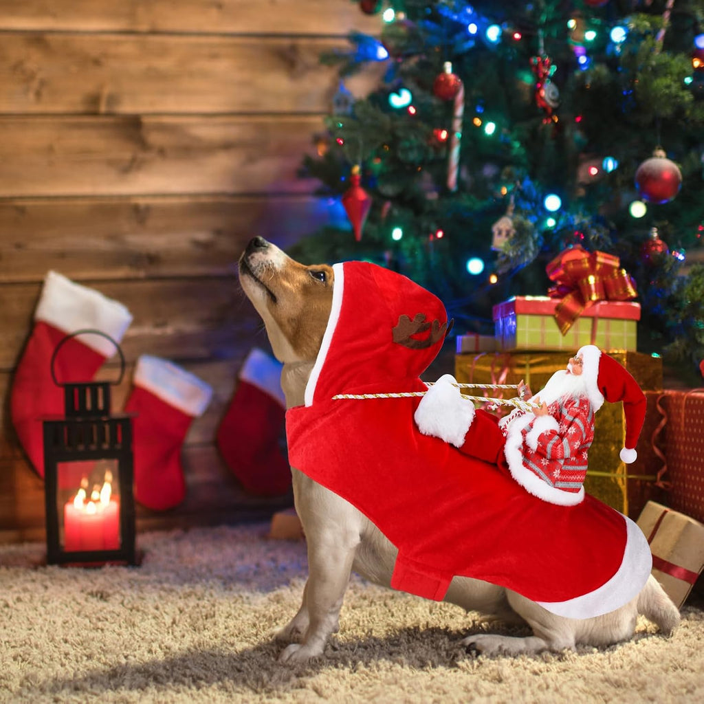 BWOGUE Santa Dog Costume, Dog Christmas Outfit, Santa Rider Costume, Large
