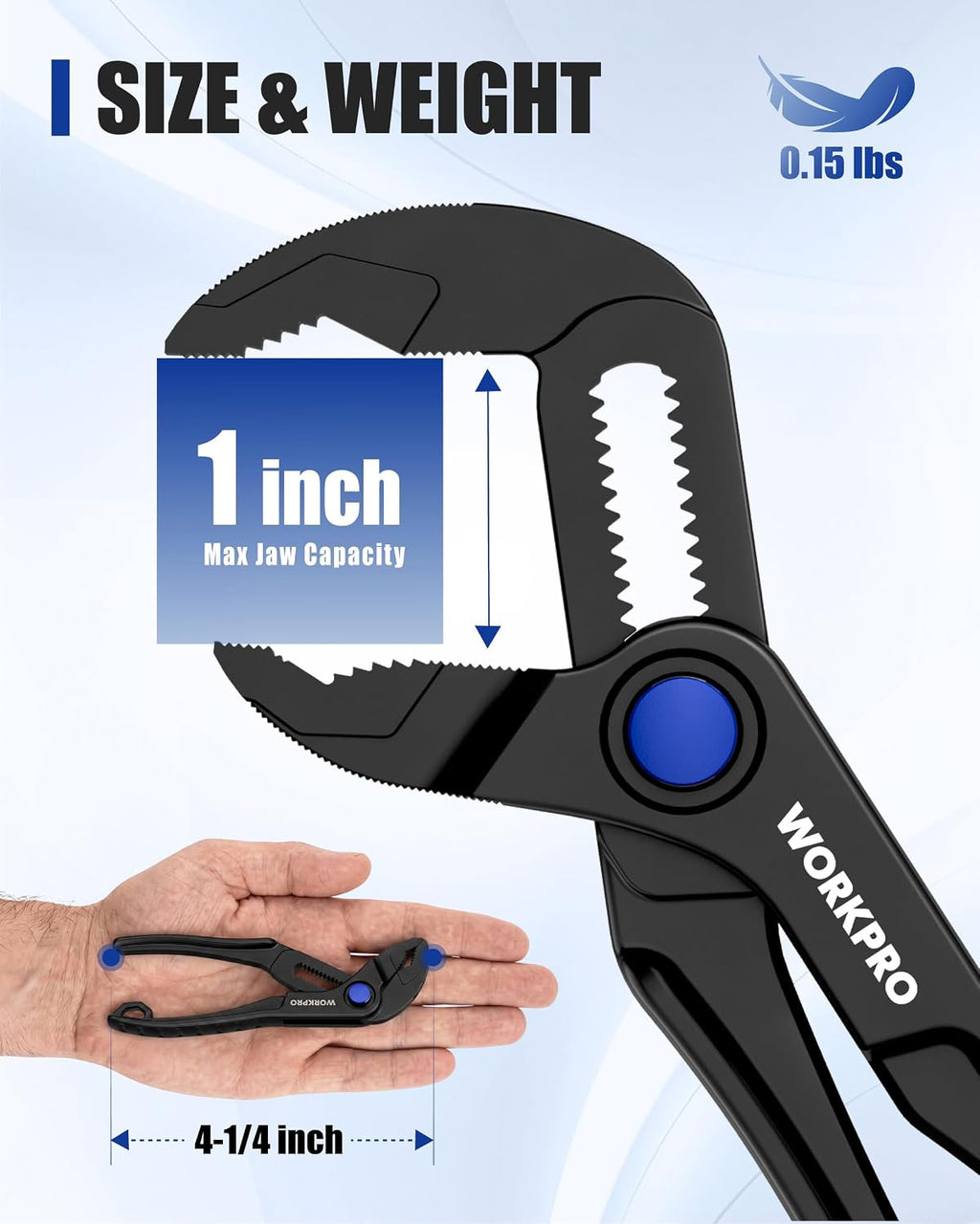 WORKPRO Mini Water Pump Pliers, 4-Inch Groove Joint Pliers for Tight Spaces