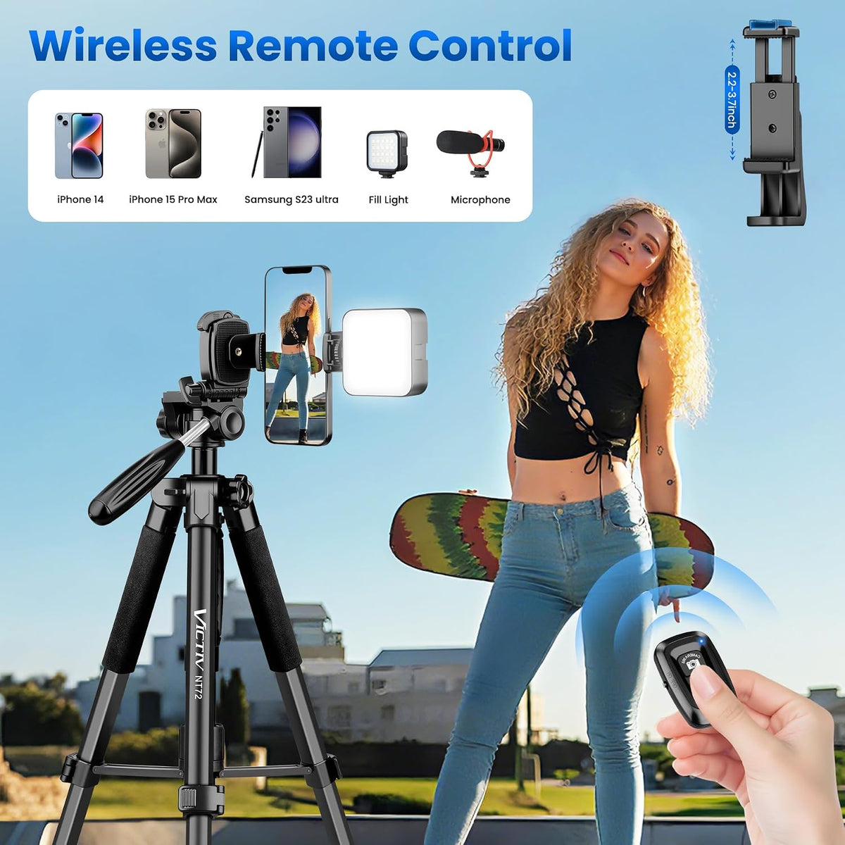 Tripod for Camera and Phone, 72" Tall Camera Tripod Monopod with Remote