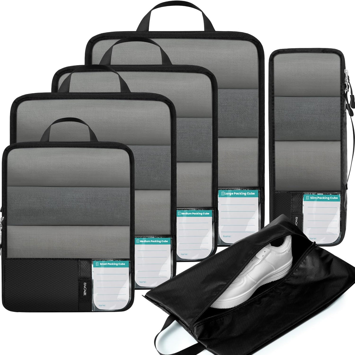 BAGAIL 6 Set Ultralight Compression Packing Cubes Packing Organizer for Travel Accessories Luggage Suitcase Backpack
