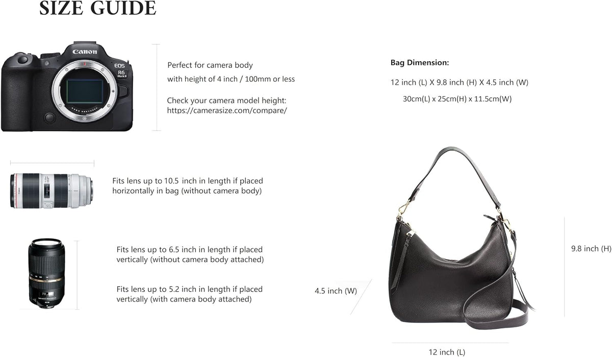 Meliae Camera Bag for Women, DSLR Mirrorless Camera Purse, Leather Shoulder Crossbody Hobo Travel Tote