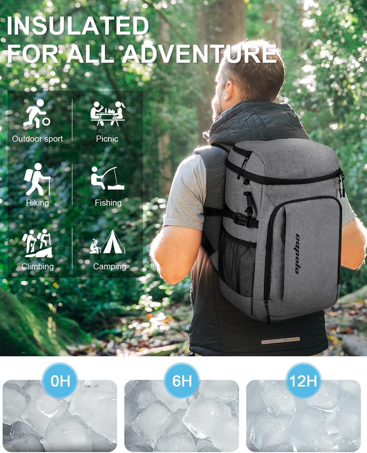 Capolo Cooler Backpack Insulated Leak Proof for Women Men Soft Cooler Bag