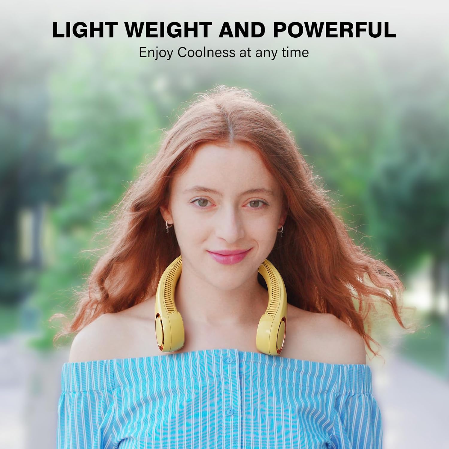 Morelax Neck Fan, USB Rechargeable Personal Fan,Hand Free Bladeless Portable Fans,4000 mAh, 3 Speeds,72 Air Faster softer 360° Cooling, Gift Suitable for Home, Office, Travel, Sports Amber