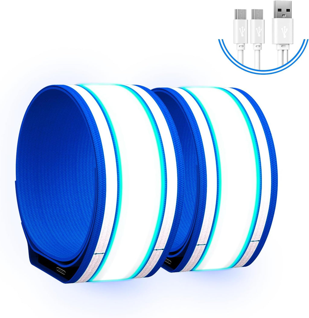 Fokia Kunbio Light Up LED Armband for Running Walking at Night,Reflective Arm Bands for Runners,Rechargeable Jogging Lights,High Visibility Night Running Safety Gear Adjustable Running Women Men Kids
