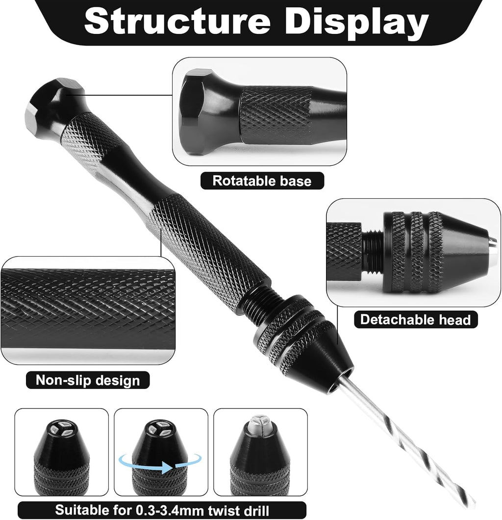 59Pcs Micro Hand Drill Bit Set, 48 Pieces Pin Vise Hand Drill Twist Drills