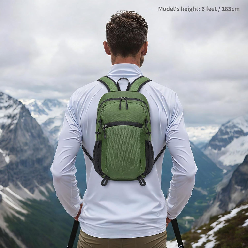 20L Small Hiking Backpack for Women Men Packable Daypack Green