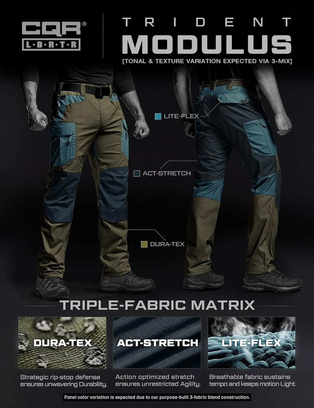 CQR Men's Flex Stretch Tactical Pants, Water Resistant Ripstop Cargo Pants, Lightweight EDC Outdoor Work Hiking Pants