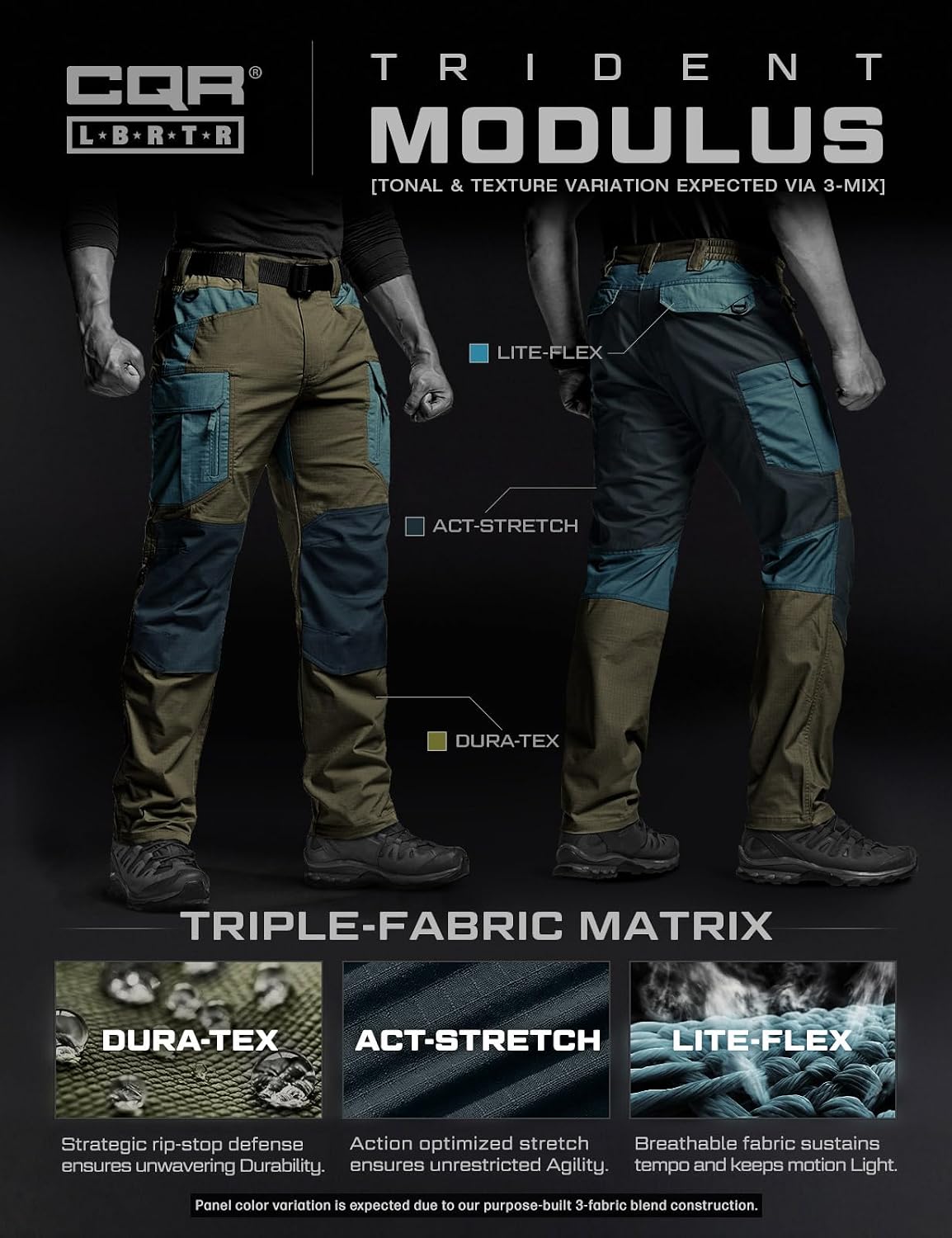 CQR Men's Flex Stretch Tactical Pants, Water Resistant Ripstop Cargo Pants, Lightweight EDC Outdoor Work Hiking Pants