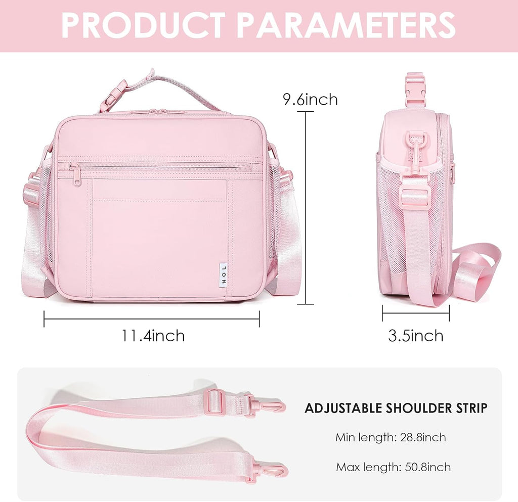 NOL Lightweight Insulated Lunch Bag, Reusable Lunch Box 7L Cooler with Adjustable Shoulder Strap, Waterproof Zipper Lunch Bag for School & Work, Suitable for Men, Women and Kids