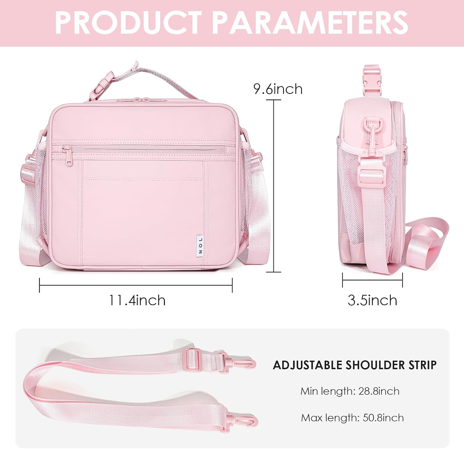 NOL Lightweight Insulated Lunch Bag, Reusable Lunch Box 7L Cooler with Adjustable Shoulder Strap, Waterproof Zipper Lunch Bag for School & Work, Suitable for Men, Women and Kids