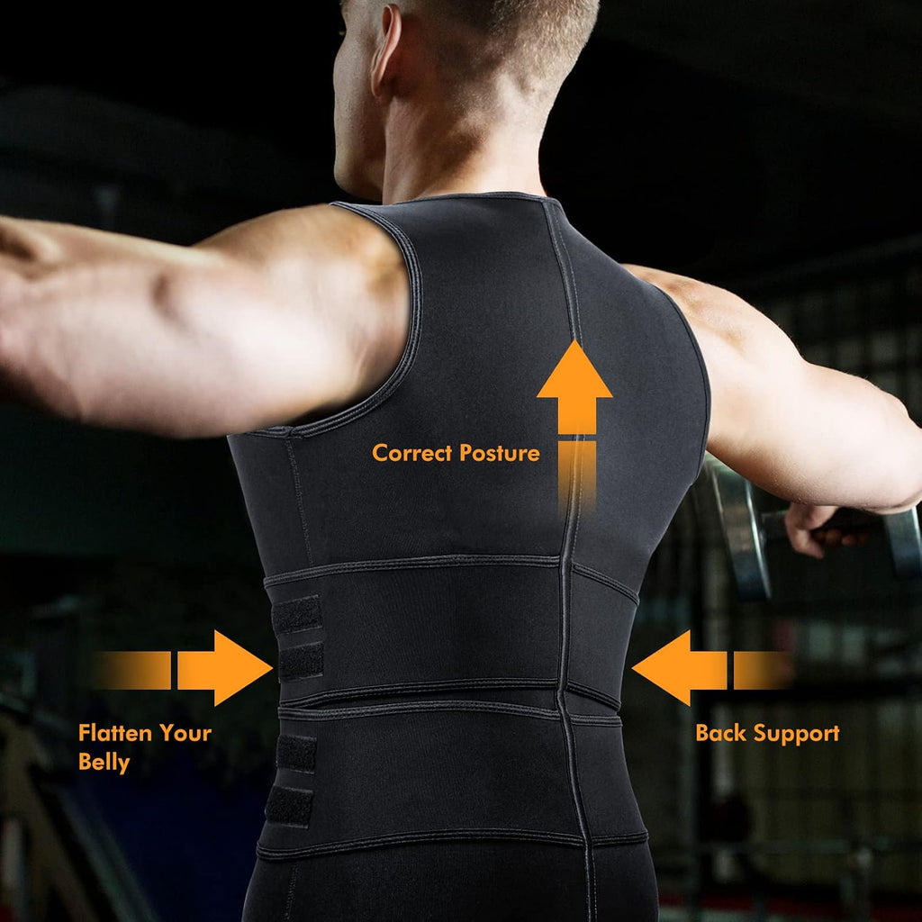 A+ Choice Sauna Vest Waist Trainer for Men - Mens Sauna Suit Double Sweat Belt Body Shaper for Gym Workout Exercise