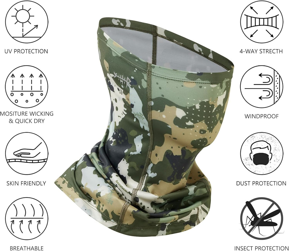 BASSDASH UPF 50+ Breathable Neck Gaiter, Quick Dry Face Mask for Men Women