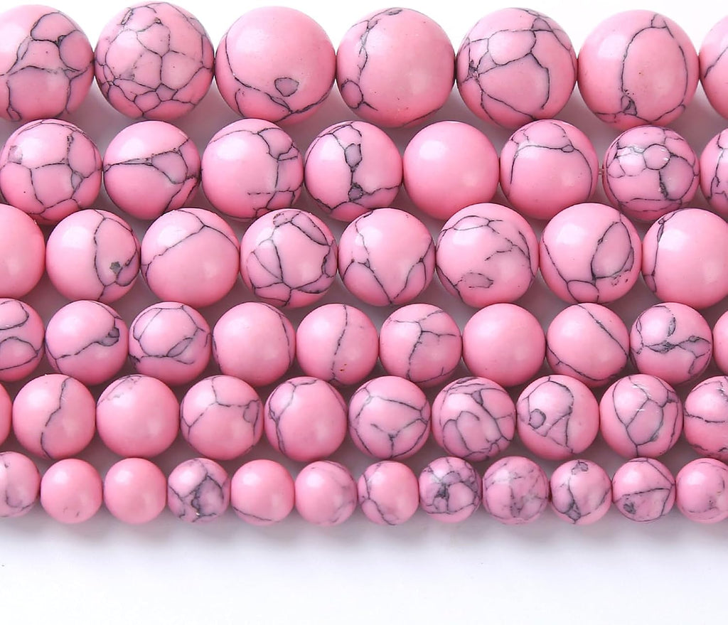 90PCS 8MM Pink Turquoise Spacer 2 Strands Loose Beads for Jewelry Making DIY Bracelet Necklace