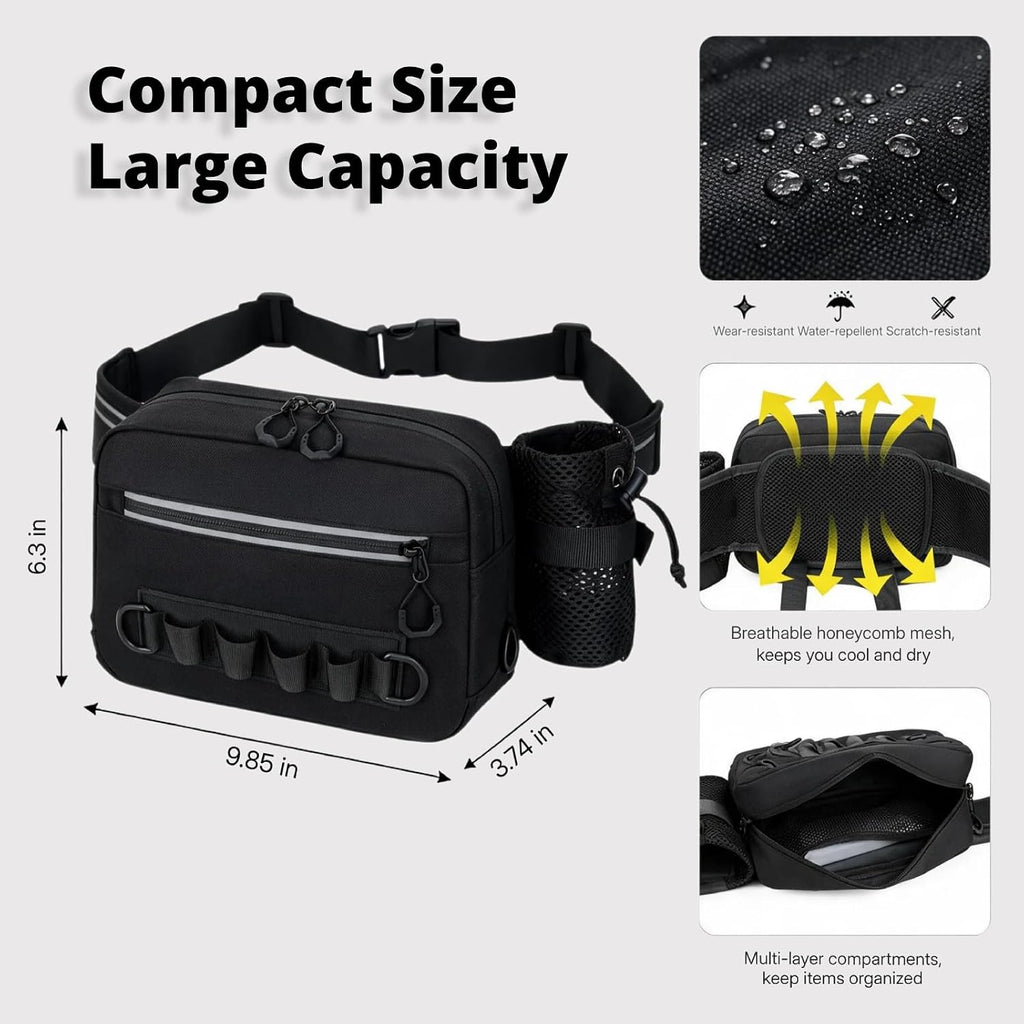 Fishing Waist Pack with Rod Holder, Waterproof Tackle Fanny Pack
