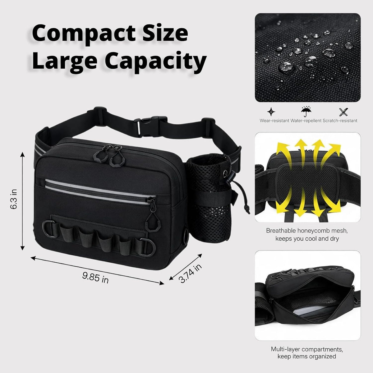 Fishing Waist Pack with Rod Holder, Waterproof Tackle Fanny Pack